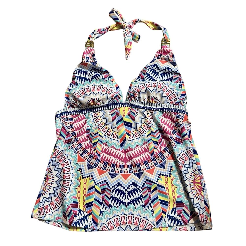 Bar III Swimsuit Bikini Tankini Top  Talula Indigo Halter Beach women’s L EUC